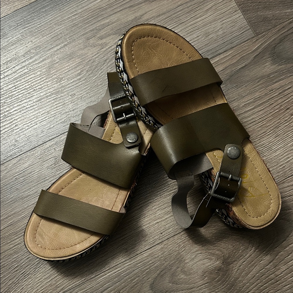 Olive Green Strappy Sandals